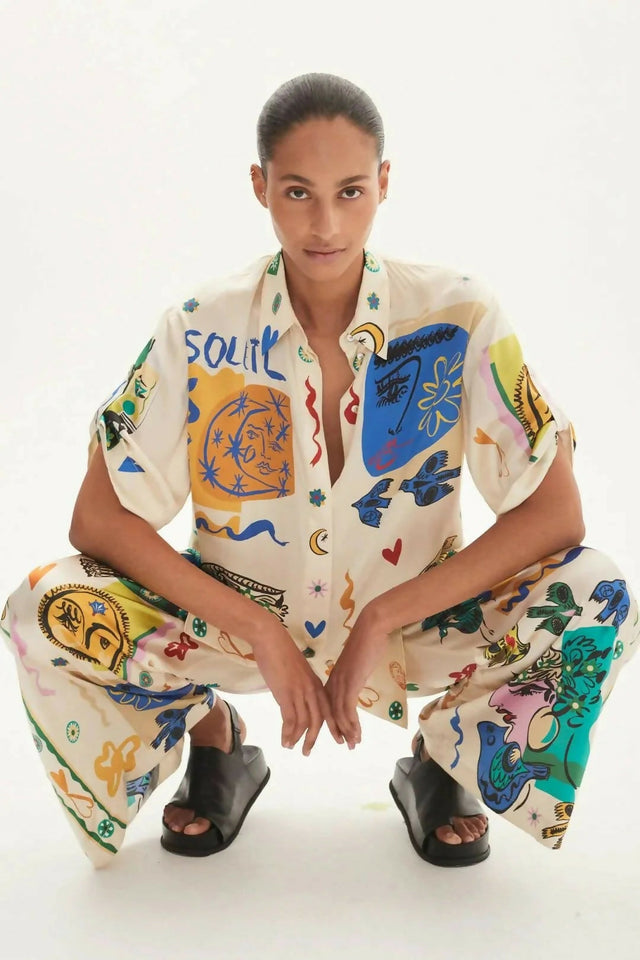 Alemais Soleil SIlk Shirt and Pant Set Print Size AU 14 - 14 / Print - Outfit Sets