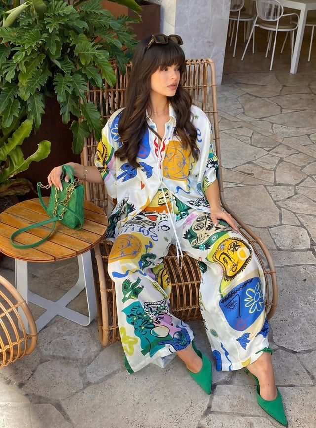 Alemais Soleil SIlk Shirt and Pant Set Print Size AU 14 - 14 / Print - Outfit Sets