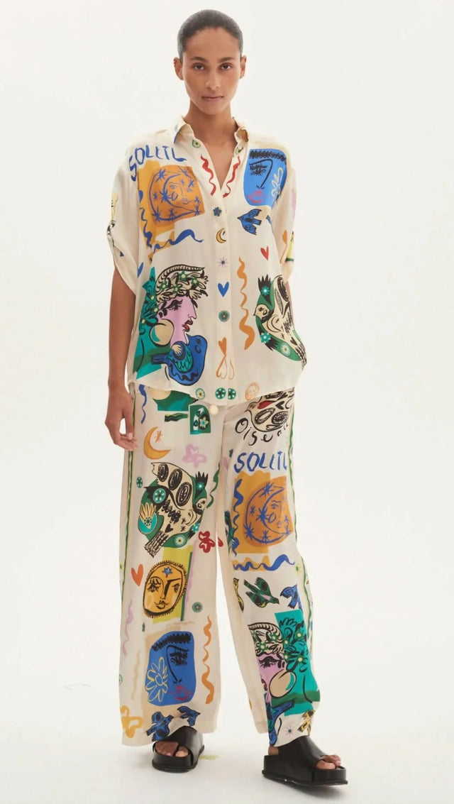 Alemais Soleil Silk Shirt & Pant Set - Size 8 & 10 - Outfit Sets