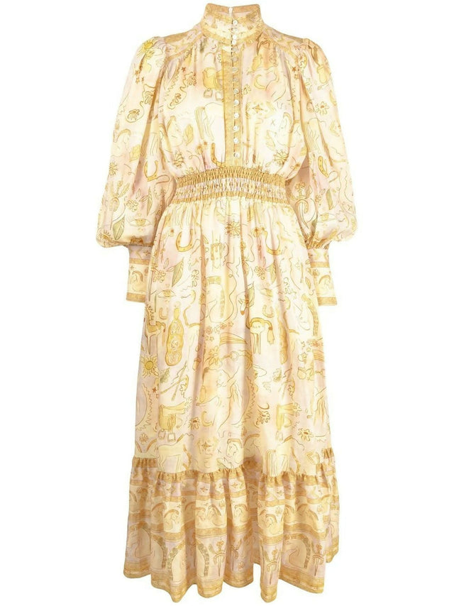 Alemais Solitaire Midi Dress in Watercolour Size AU 12 - 12 / Print - Dresses