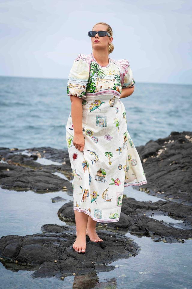 Alemais Sunset Midi Dress Print Size 14 & 16 - Dresses