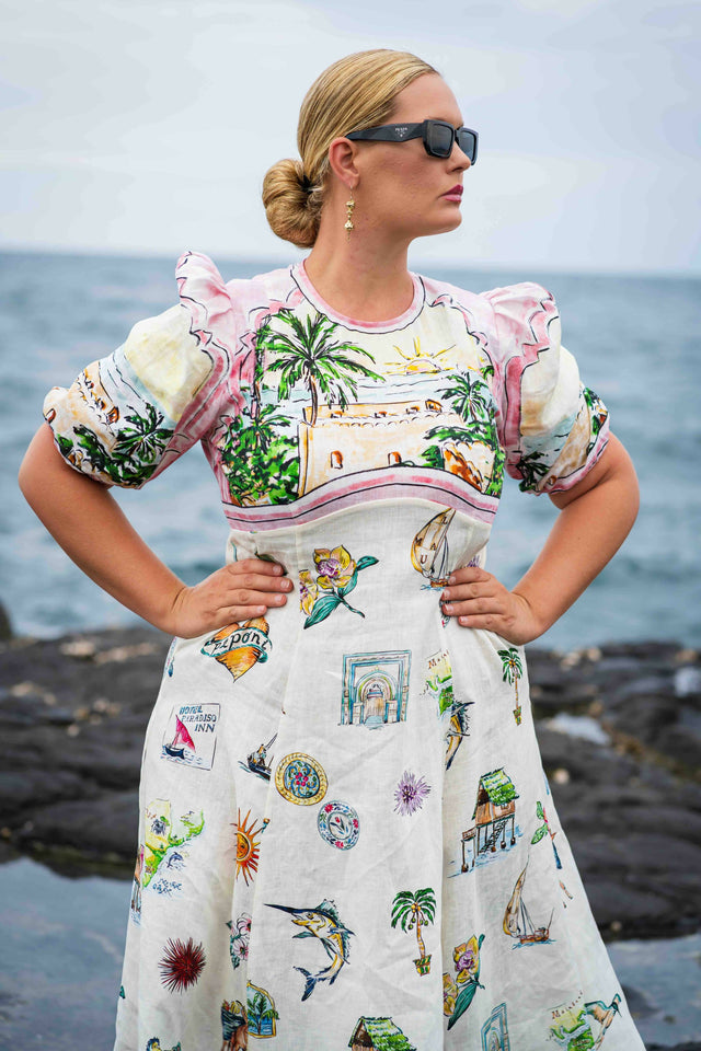 Alemais Sunset Midi Dress Print Size 14 & 16 - Dresses