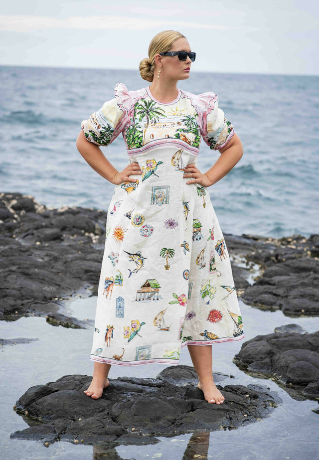 Alemais Sunset Midi Dress Print Size 14 & 16 - Dresses