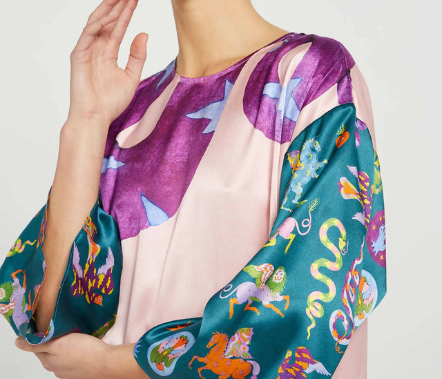 Alemais Superhero Silk Satin Midi Dress Multi Print Size 16 - 16 / Multi - Dresses