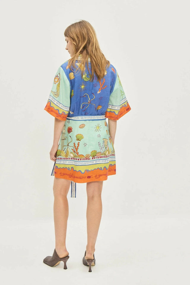 Alemais Surrealist V Neck Mini Dress Multi Print - Dresses
