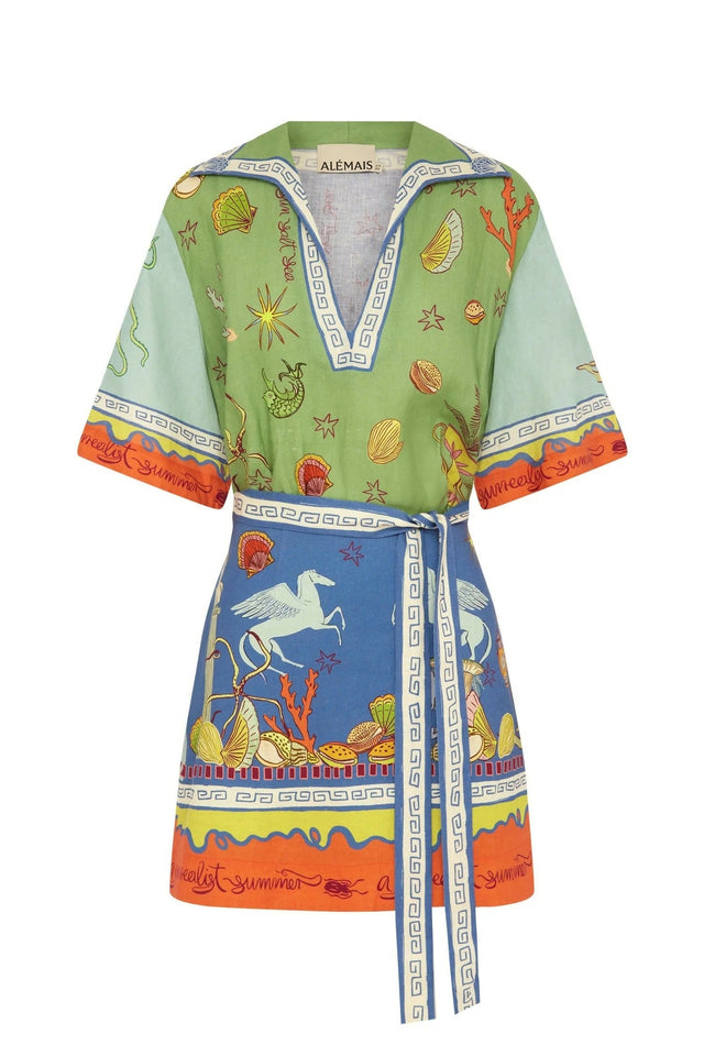 Alemais Surrealist V Neck Mini Dress Multi Print - Dresses