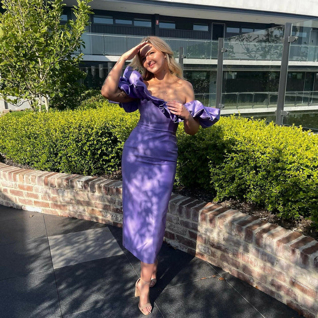 Alemais Suzi off Shoulder Midi Dress Size 8 & 10 - 8 / Blue - Dresses