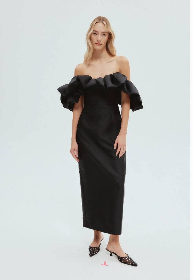 Alemais Suzy Black off shoulder Midi dress - 10 / Black - Dresses