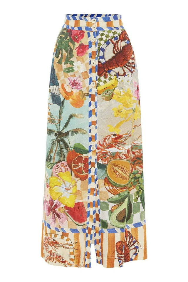 Alemais Theo Shirt and Column Skirt Ivory Print Size AU 16 - 16 / Print - Outfit Sets