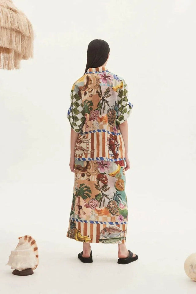 Alemais Theo Shirt and Column Skirt Ivory Print Size AU 16 - 16 / Print - Outfit Sets