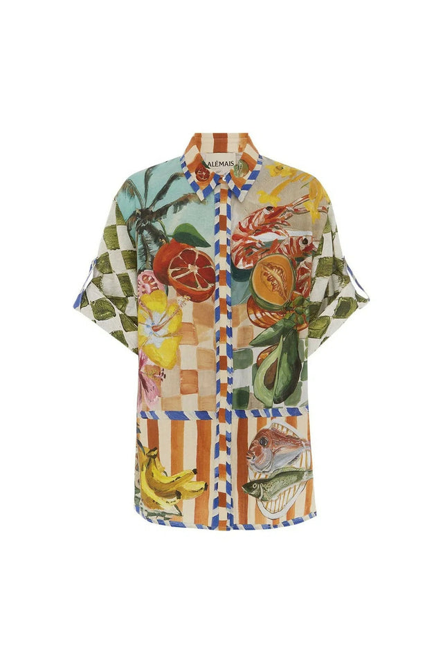 Alemais Theo Shirt and Column Skirt Ivory Print Size AU 16 - 16 / Print - Outfit Sets