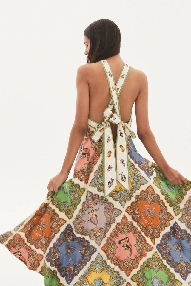 ALEMAIS - Alemais Trippy Troppo Halter Midi Dress