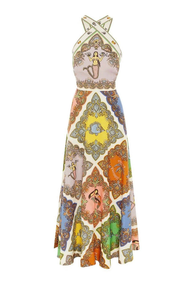 ALEMAIS - Alemais Trippy Troppo Halter Midi Dress