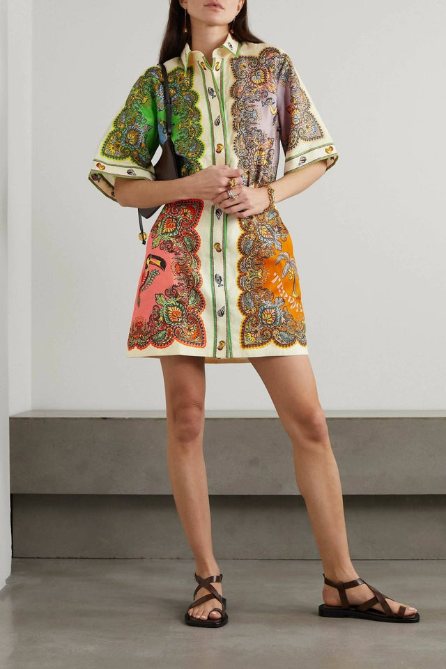 ALEMAIS - Alemais Trippy Troppo Printed Linen Shirt Dress