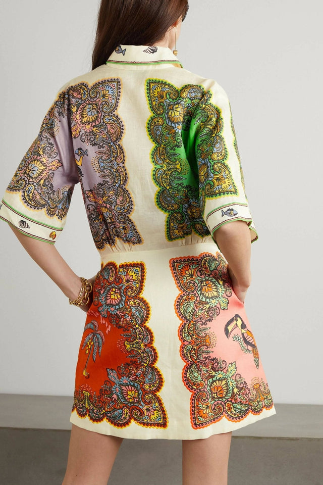 ALEMAIS - Alemais Trippy Troppo Printed Linen Shirt Dress
