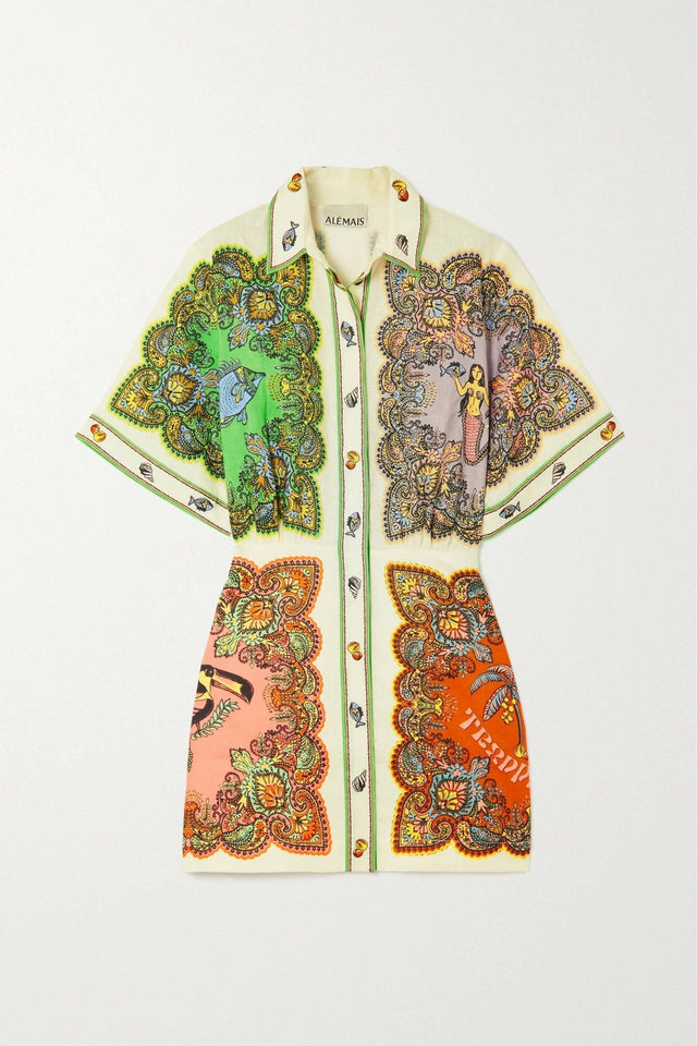 ALEMAIS - Alemais Trippy Troppo Printed Linen Shirt Dress