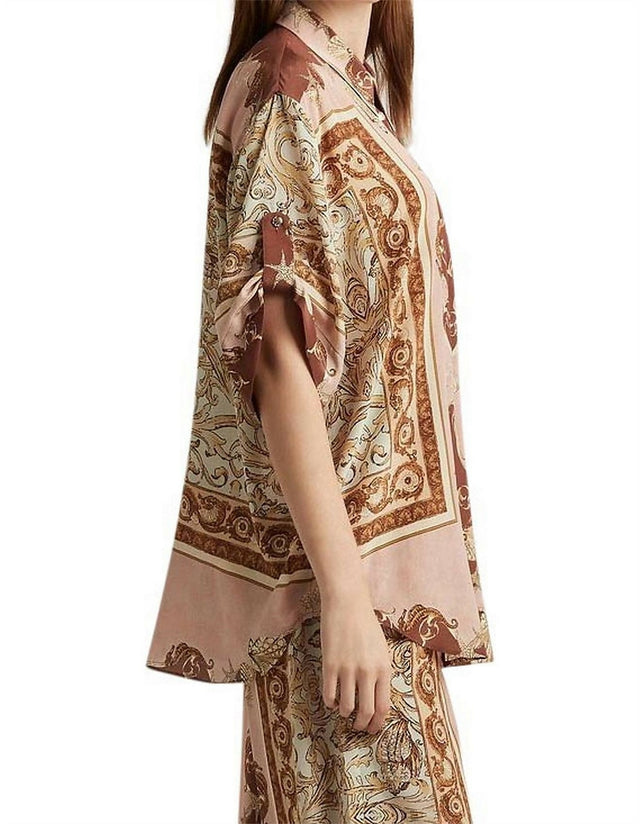Alemais Ursula Silk Shirt in Copper - 14 / Print - Tops