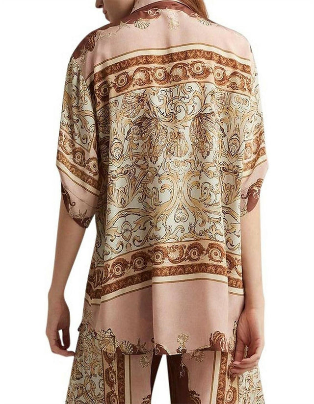 Alemais Ursula Silk Shirt in Copper - 14 / Print - Tops