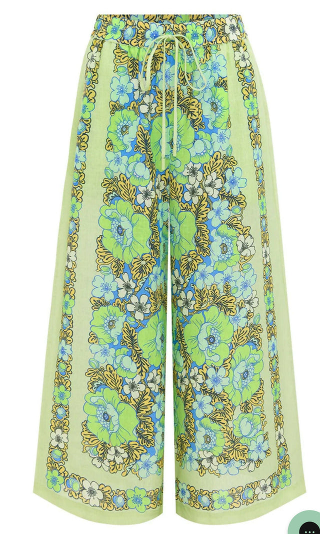 Alemais Velma Oversized Linen Shirt and Pants Set Green Floral Size AU 16 - 16 / Floral - Outfit Sets