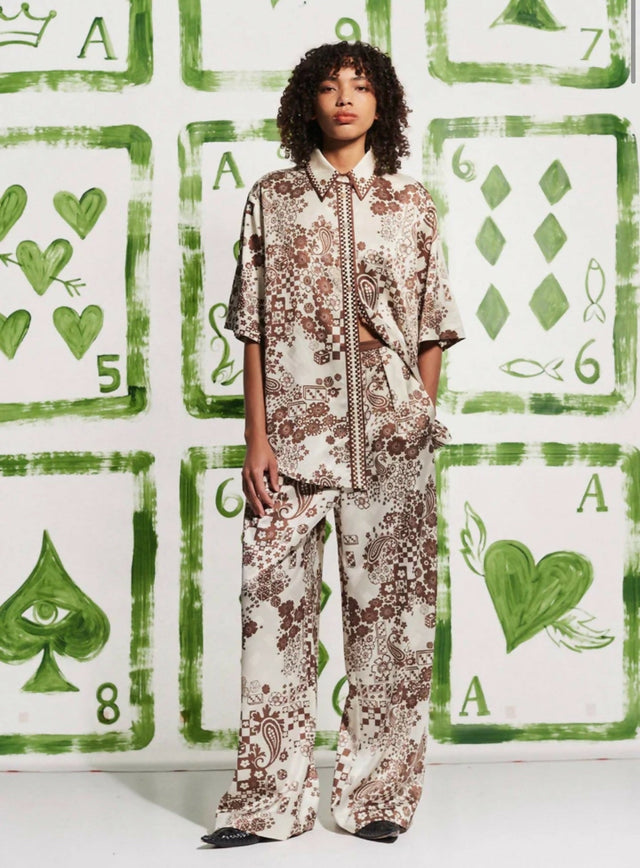 Alemais Vinnie Shirt and Pants Set Print Size AU 16 - 16 / Brown - Outfit Sets