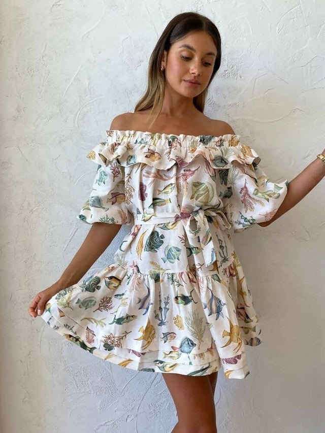 Alemais Wanda Frill Mini Dress - 12 / Multi - Dresses