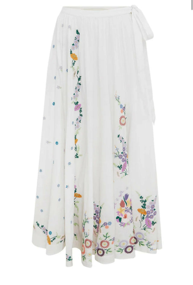 Alemais Willa Embroidered Blouse and Skirt Set Floral Size 14 - 14 / White - Outfit Sets