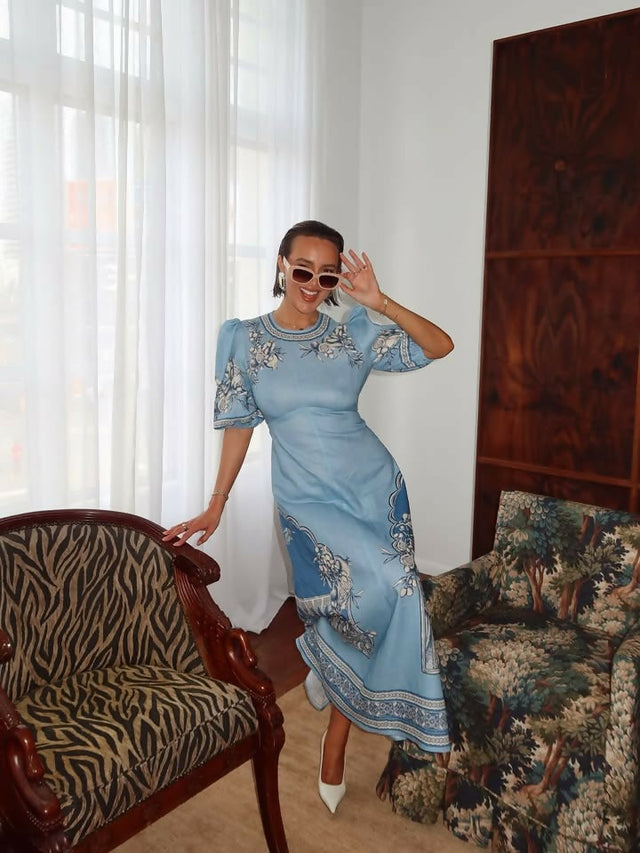 Alemais X La Sirena Villa Romantica Midi Dress - 16 / Blue - Dresses