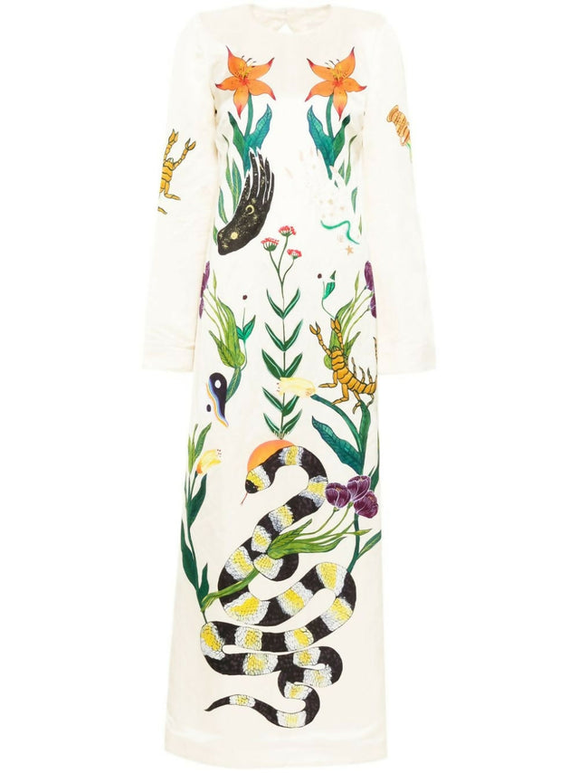 Alemais Zelda Midi Dress Champagne Multi Size AU 14 & 16 - Dresses