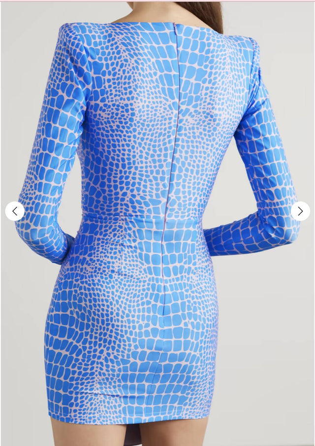 Alex Perry Howell Printed Stretch-Jersey Mini Dress - 8 / Blue - Dresses