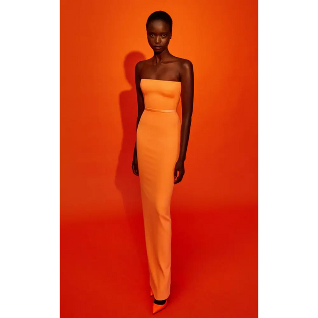 Alex Perry Orange Cassidy Strapless Column Gown - Dresses