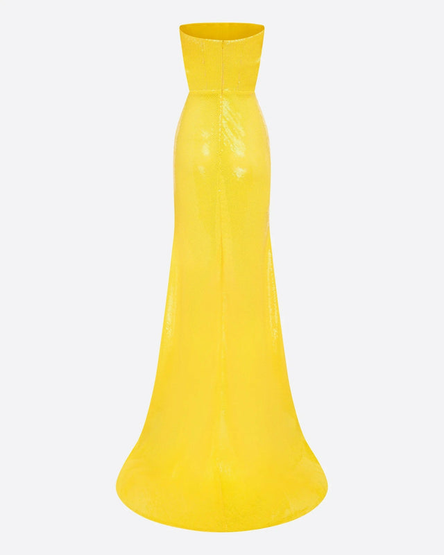 Alex Perry Strapless Sequined Corset Gown Dress Yellow Size 6 - 6 / Yellow - Dresses