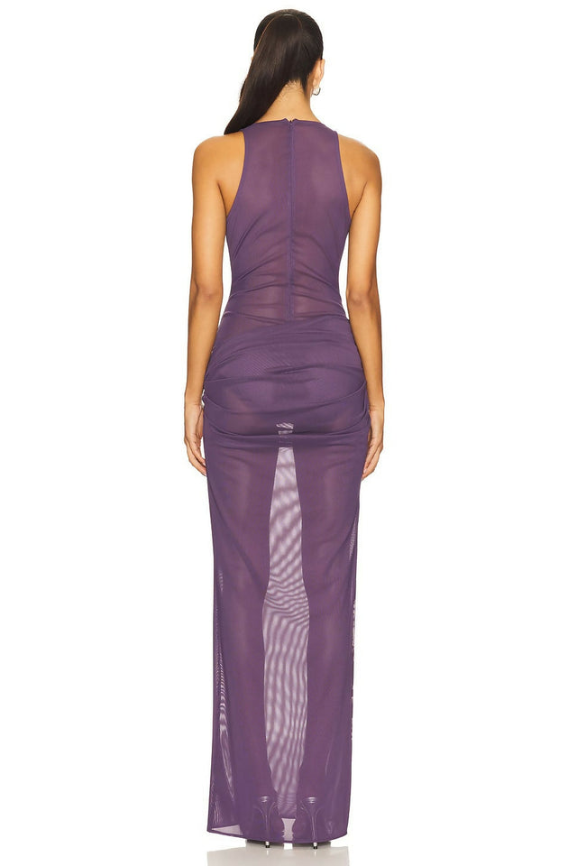 Alex Perry Tucked Halter Column Maxi Dress Purple Size 8 & 10 - Dresses