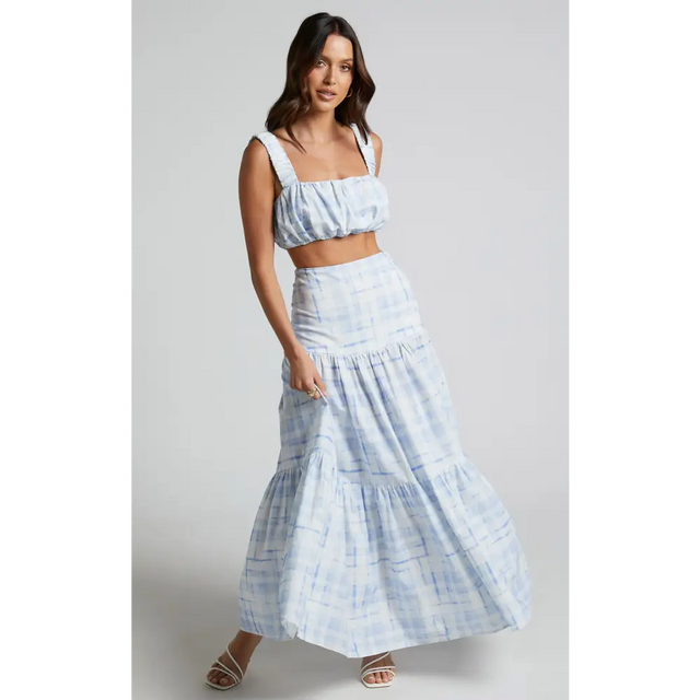 Amalie_The_Label_-_Emerita_Gathered_Crop_and_Tiered_Maxi_Skirt_Set_in_Chieti_Check_Blue_1