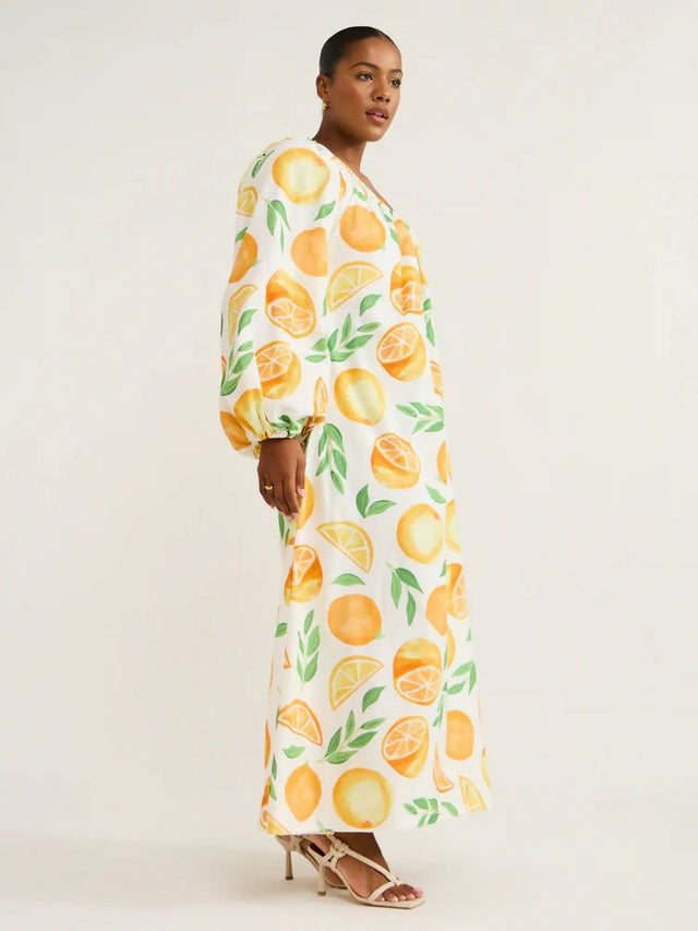 Ambra Maddalena Ophelia Dress In Orange - 10 / Print - Dresses
