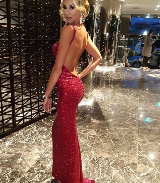 Amy-Taylor-sequin-long-gown-in-red-back-view-SKU052