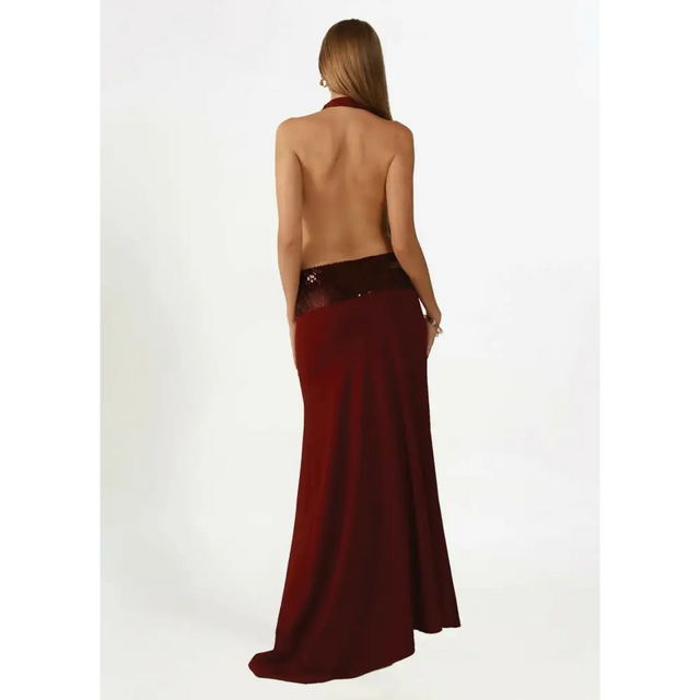 Ance Gria Adele Maxi Gown in Wine - Dresses