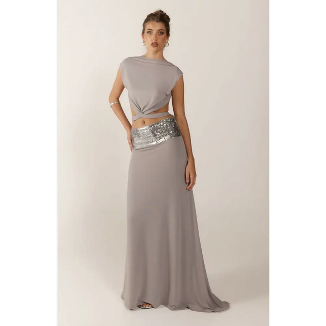 Ance Gria Lune Top and Skirt Set in Grey - Outfit Sets