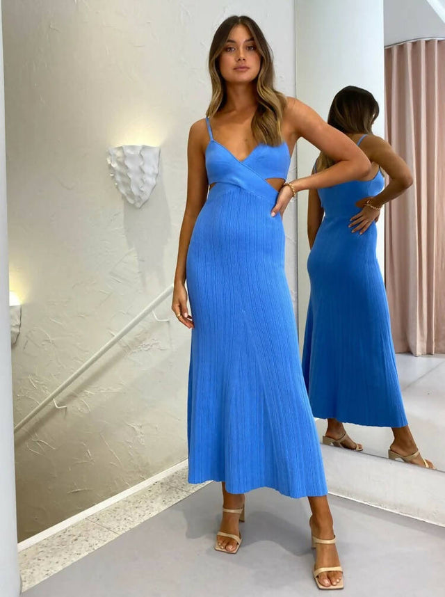 Anna Quan Sabrina Midi Dress - 8 / Blue - Dresses