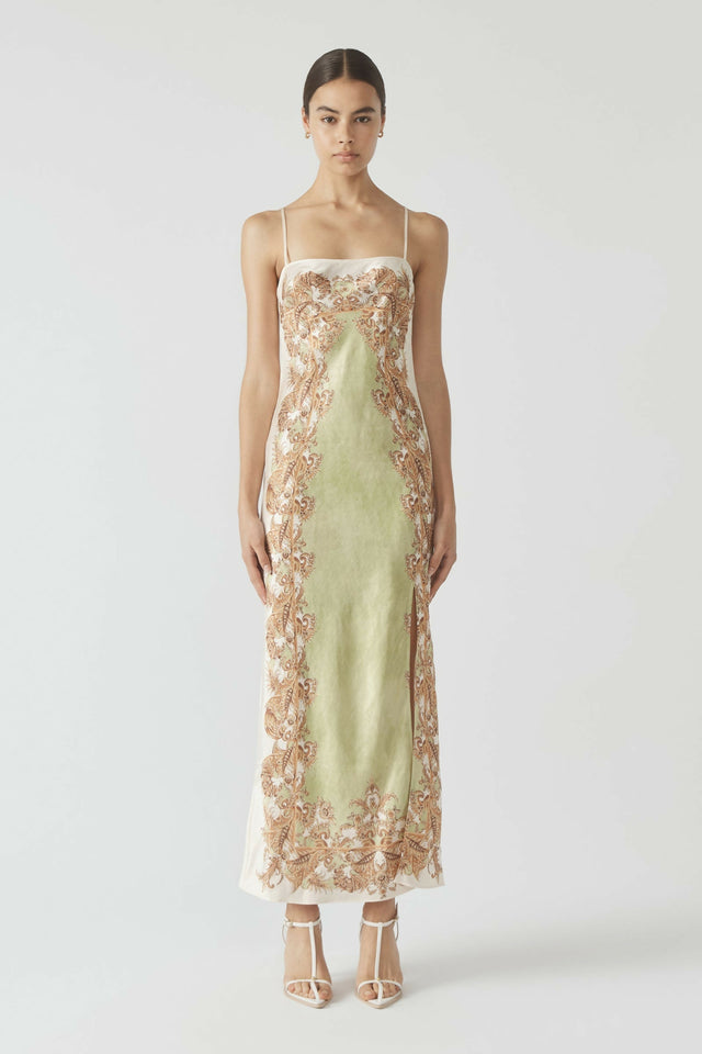 Antipodean Torrent Side Slit Slip Dress - 12 / Multi - Dresses