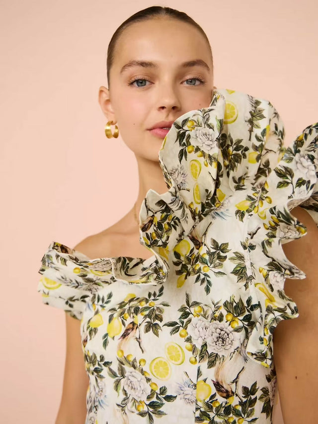 Aqua Blu Giselle Maxi Dress In Clementine Print Size 8 10 - Dresses