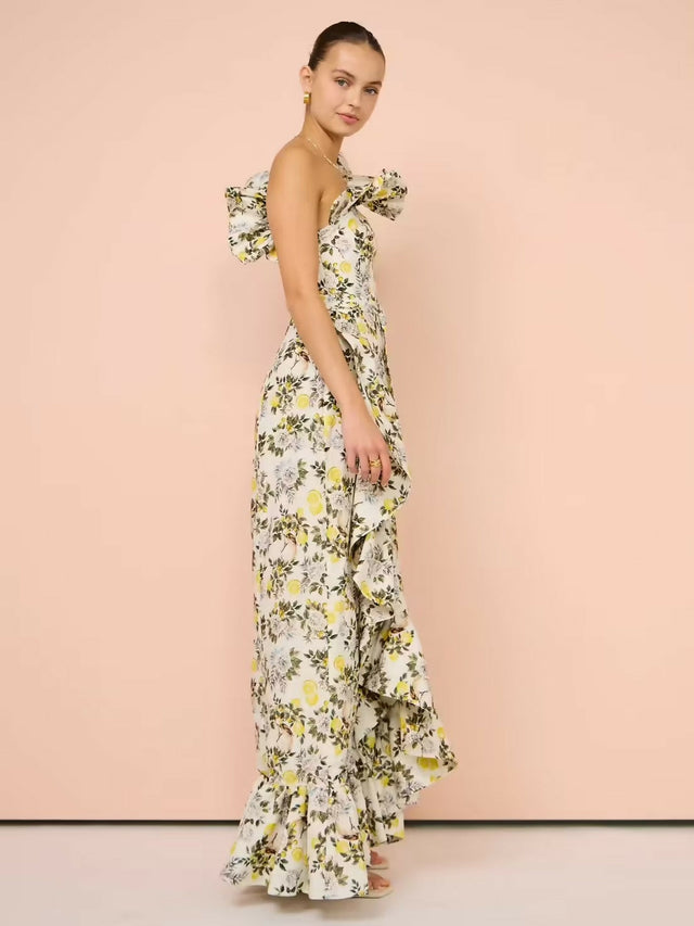 Aqua Blu Giselle Maxi Dress In Clementine Print Size 8 10 - Dresses