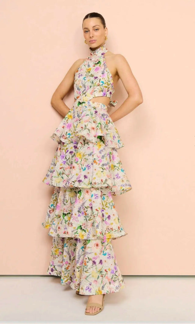 Aqua Blu Heather Maxi Dress In Jardine Print Size 6 8 & 10 - Dresses