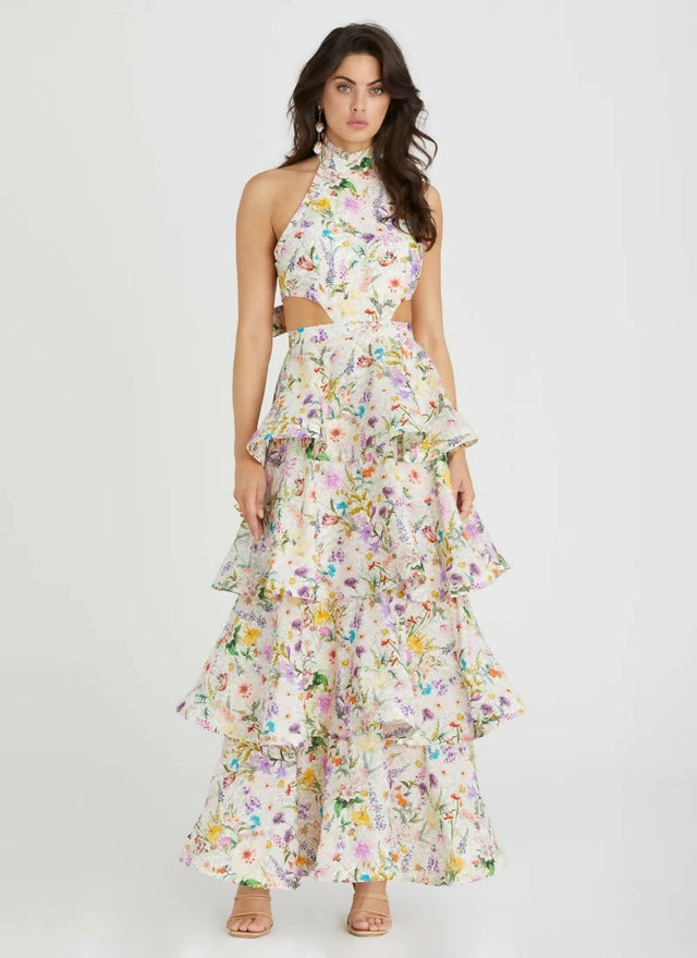 Aqua Blu Heather Maxi Dress In Jardine Print Size 6 8 & 10 - Dresses