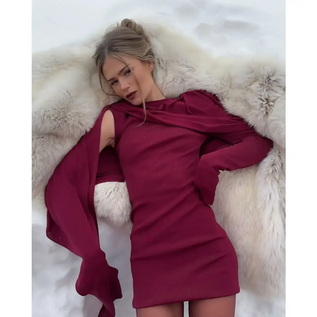 Arakii Knit Mini Dress Red Size XS - 6 / Red - Dresses