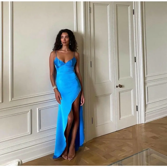 Arcina Ori ‘Amari’ Satin Maxi - XS / Blue - Dresses