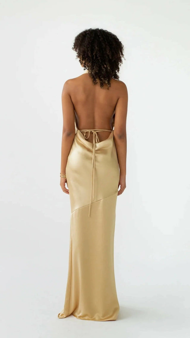 Arcina Ori Daniella Silk Maxi Dress in Gold - 8 / Gold - Dresses