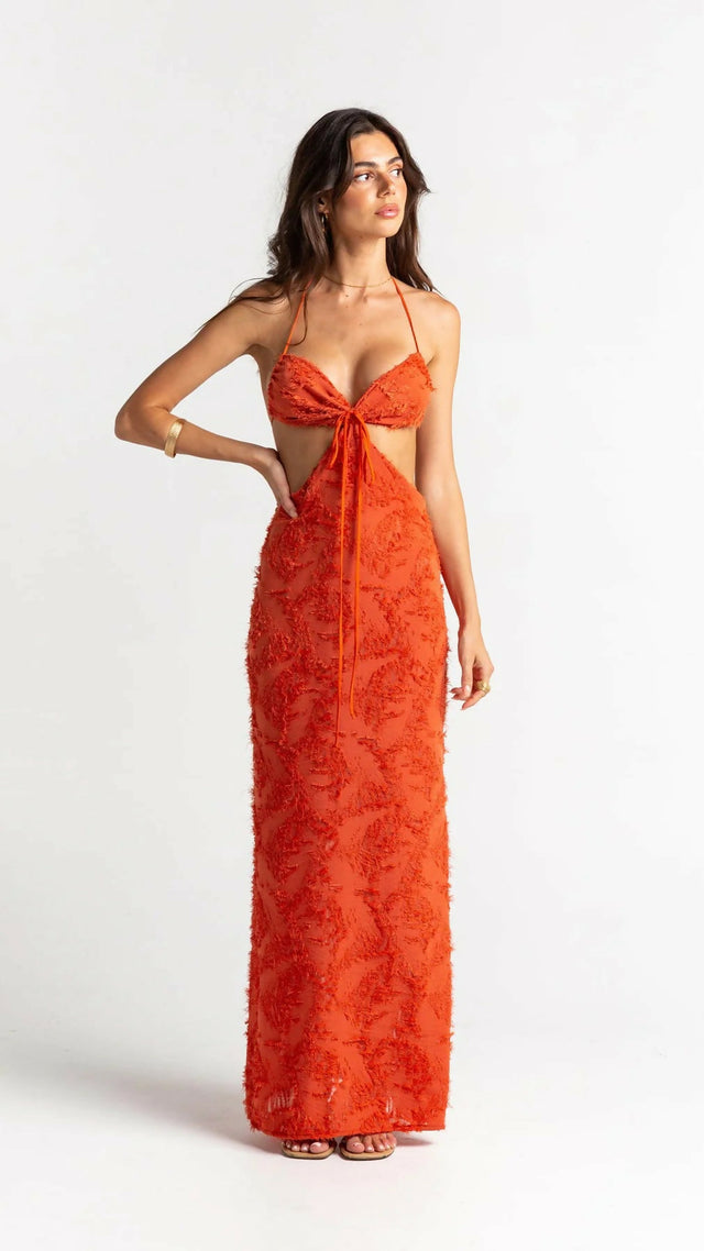 Arcina Ori Kara Midi Dress - 6 / Orange - Dresses