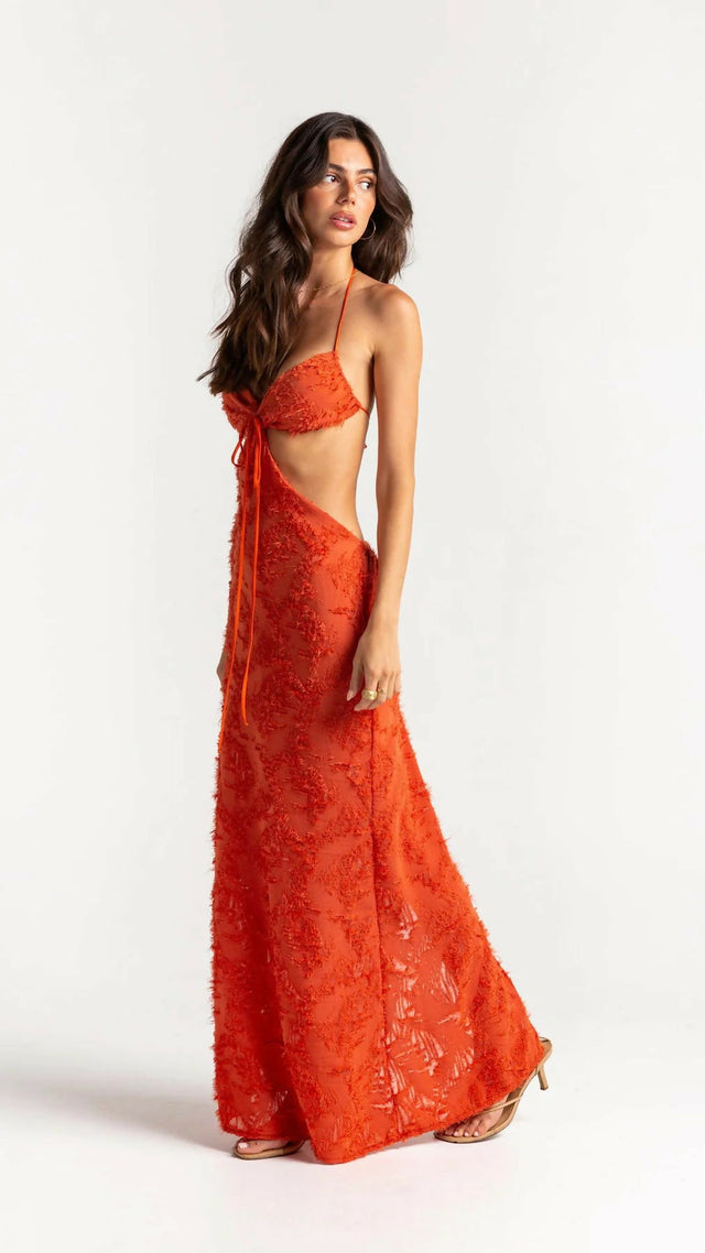 Arcina Ori Kara Midi Dress - 6 / Orange - Dresses