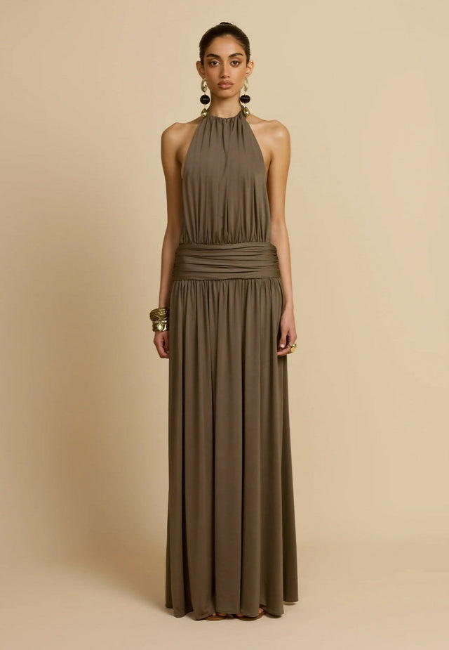 Arcina Ori Santina Maxi Dress Khaki Size XS / AU 6 S / AU 8 M / AU 10 - Dresses