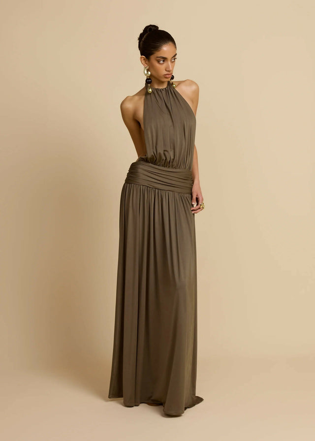 Arcina Ori Satina Khaki - 10 / Khaki - Dresses